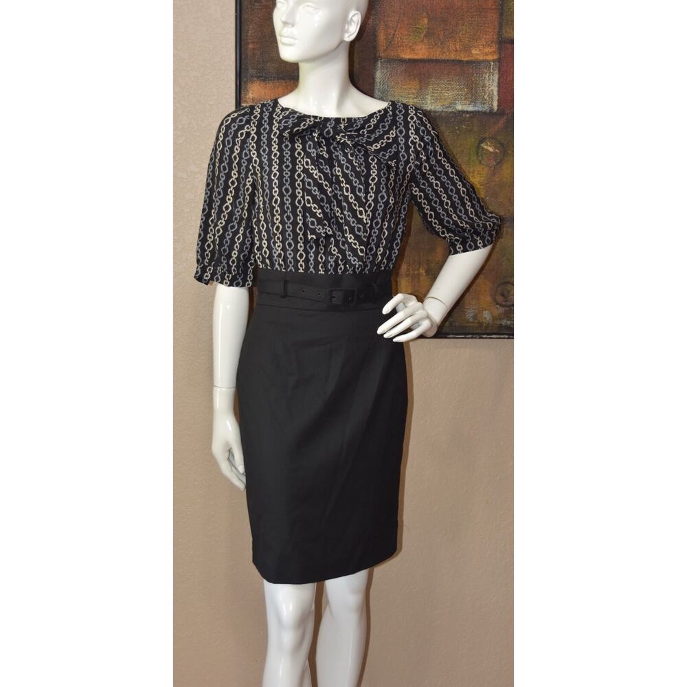 Trina Turk Chain Link Print Designer Business Office Sheath Dress Size 2 NEW!!! - Picture 3 of 7